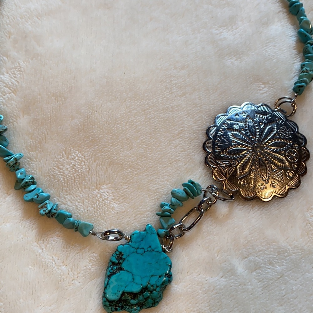 Handmade Rustic Turquoise Necklace - Picture 4 of 4